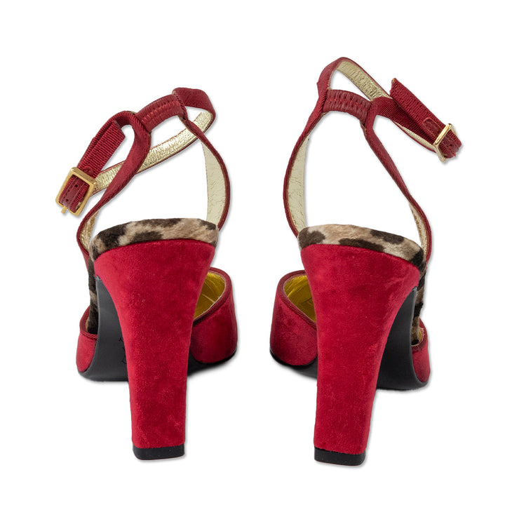 Dolce & Gabbana Red Velvet Ankle Strap Pump