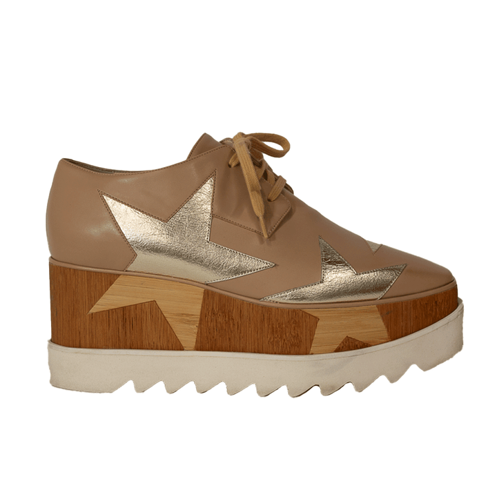 Stella McCartney Faux Leather Star Printed Wedge Sneaker