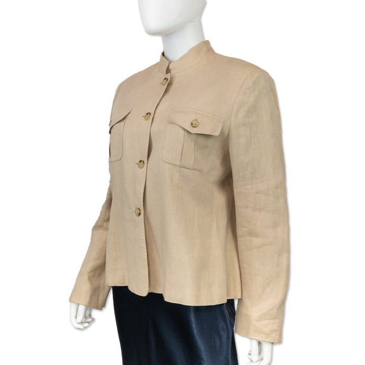 Lauren Ralph Lauren Tan Linen Button Up Jacket