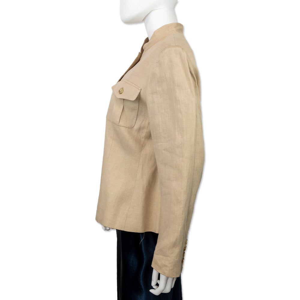 Lauren Ralph Lauren Tan Linen Button Up Jacket