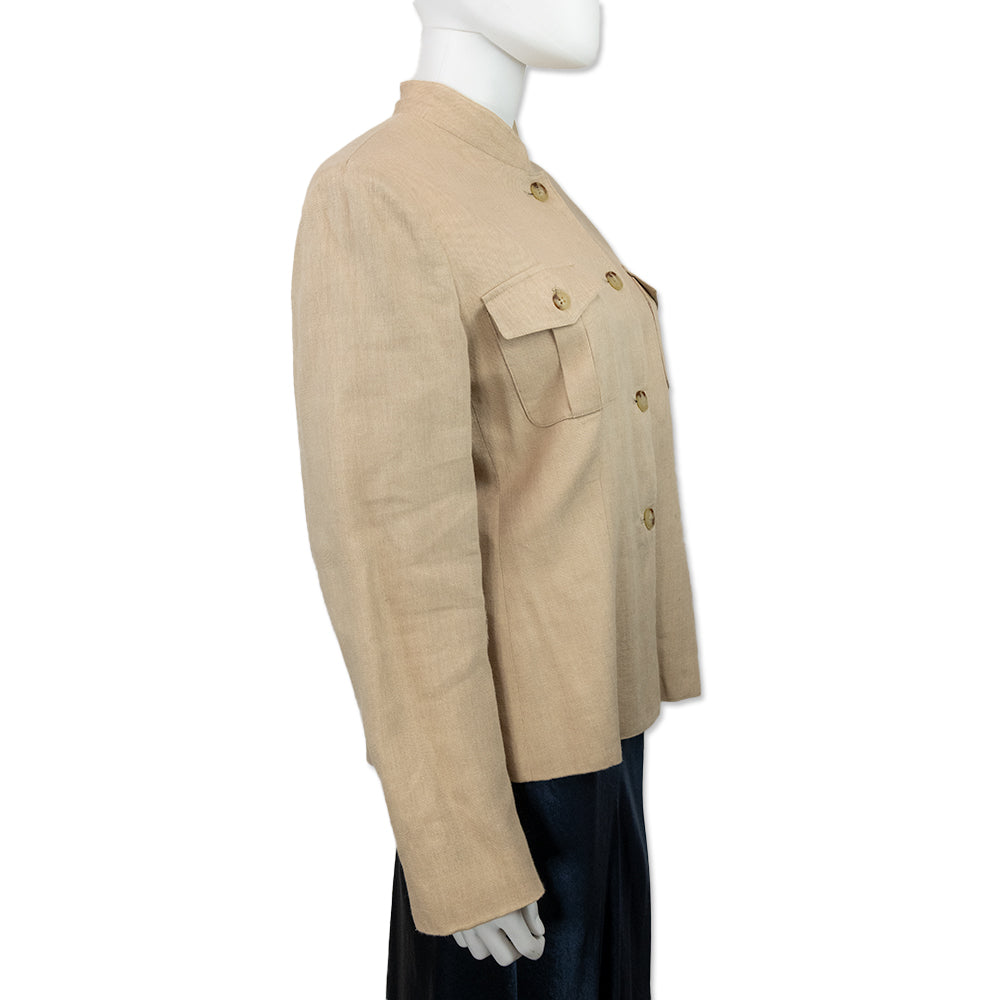 Lauren Ralph Lauren Tan Linen Button Up Jacket