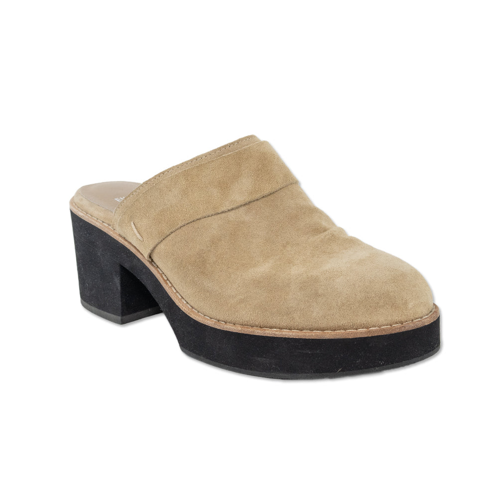 Eileen Fisher Hiya Beige Suede Platform Mules