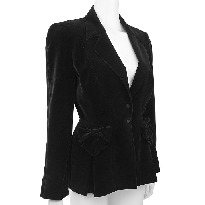 Thierry Mugler Vintage Black Velvet Bow Blazer