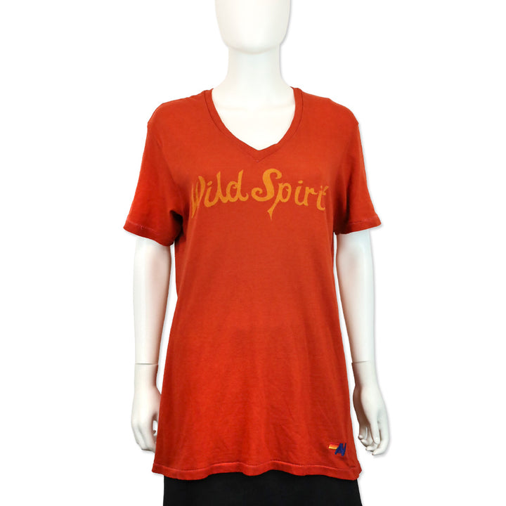 Aviator Nation Orange Wild Spirit V Neck Tee