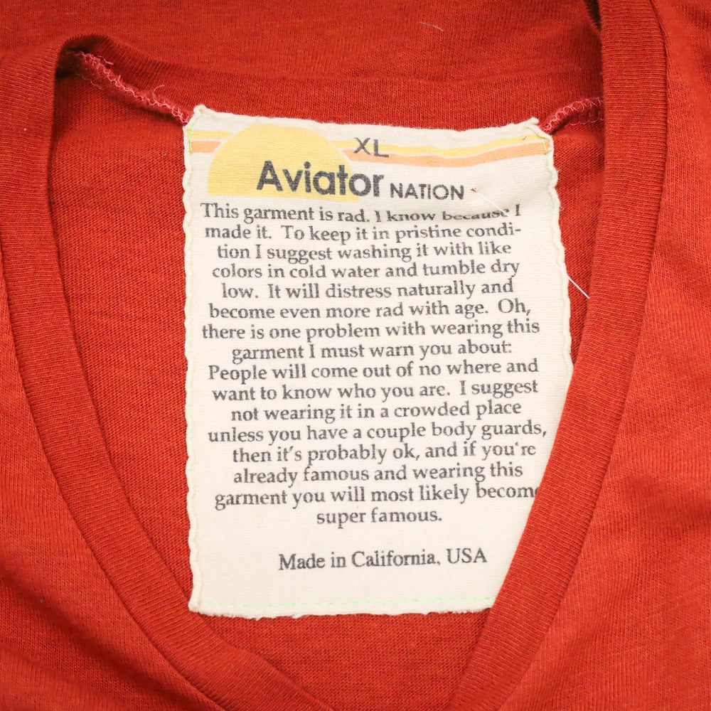 Aviator Nation Orange Wild Spirit V Neck Tee