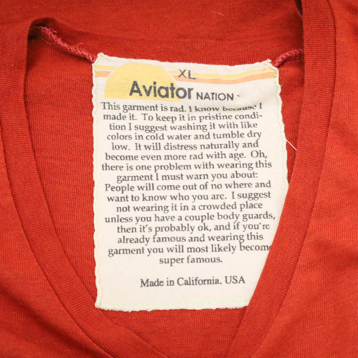 Aviator Nation Orange Wild Spirit V Neck Tee
