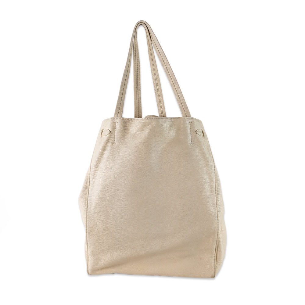 Celine White Medium Phantom Cabas Tote