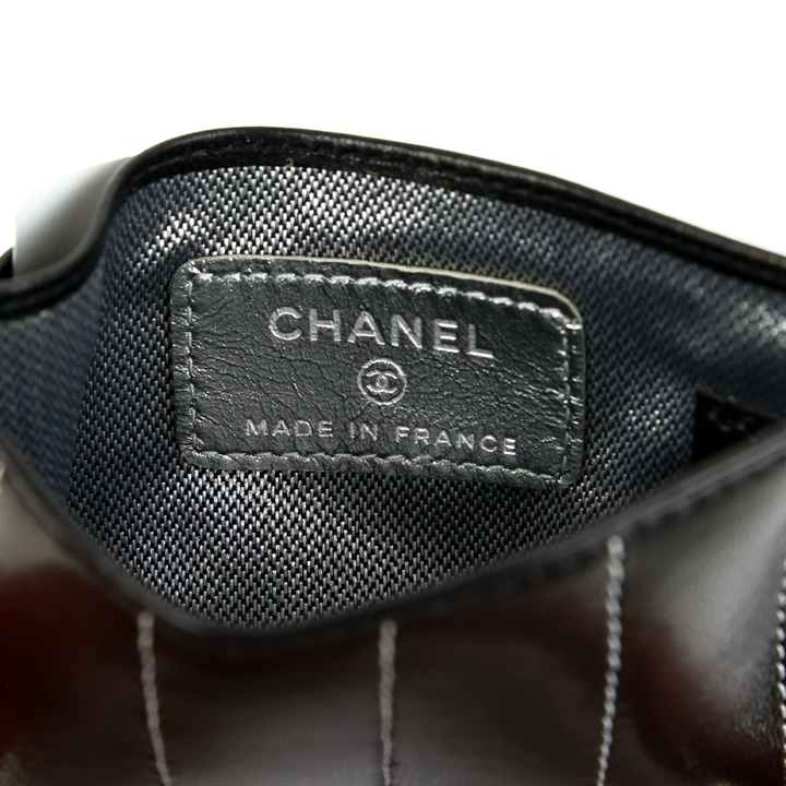 Chanel Vintage Black Leather Quilted Card Holder
