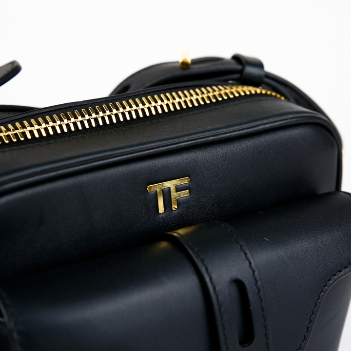 Tom Ford Hollywood Black Leather T-Twist Camera Bag