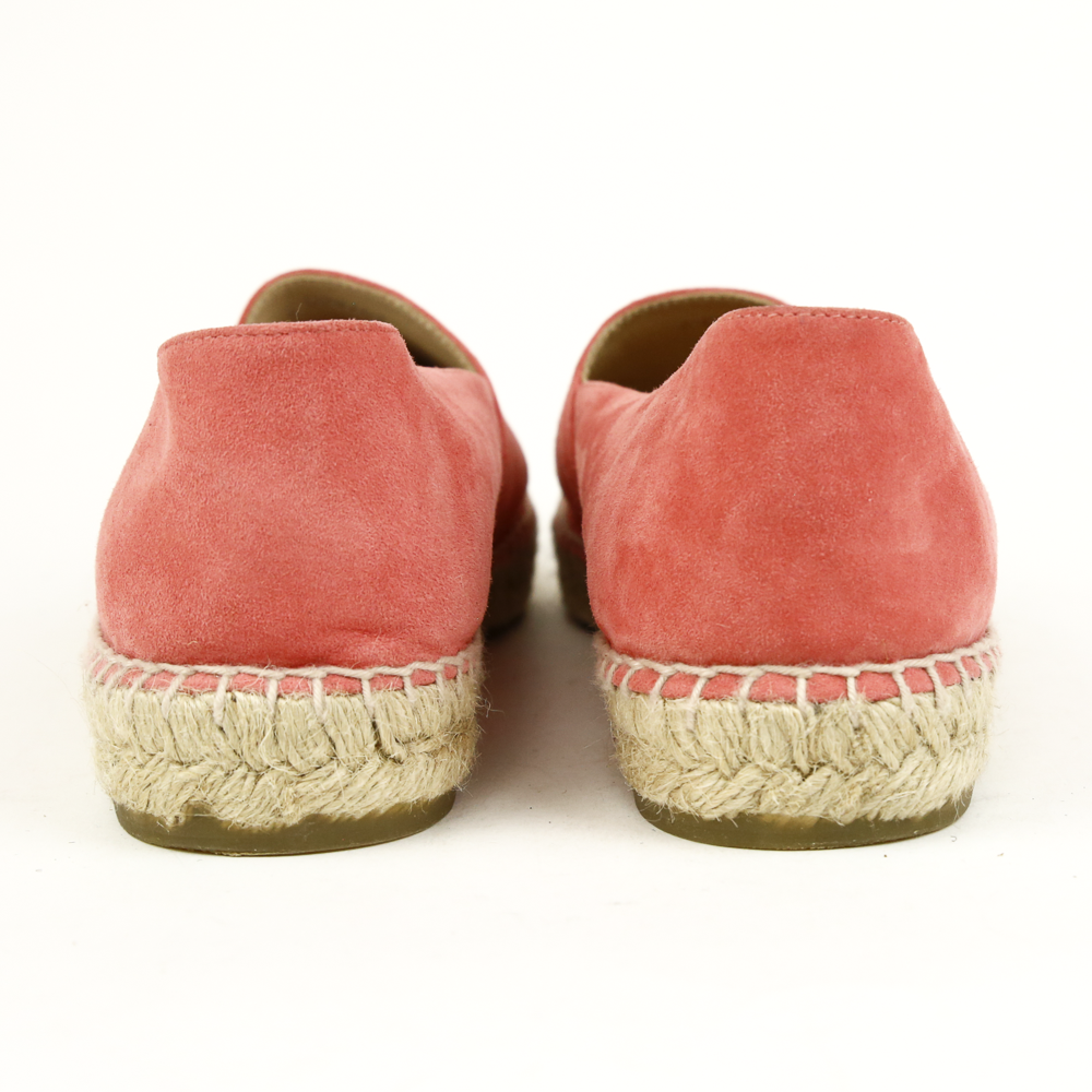 Chanel Coral Pink Suede Espadrille Flats