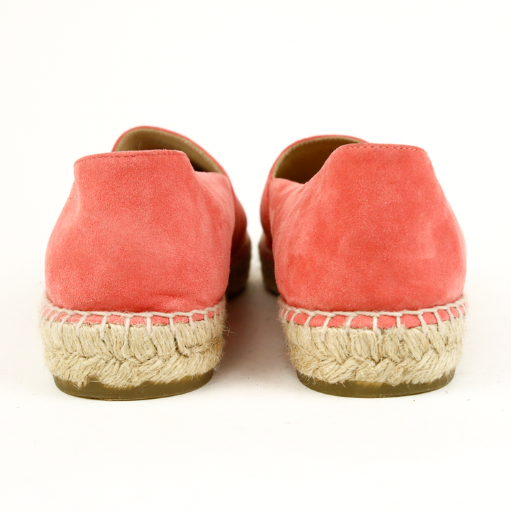 Chanel Coral Pink Suede Espadrille Flats