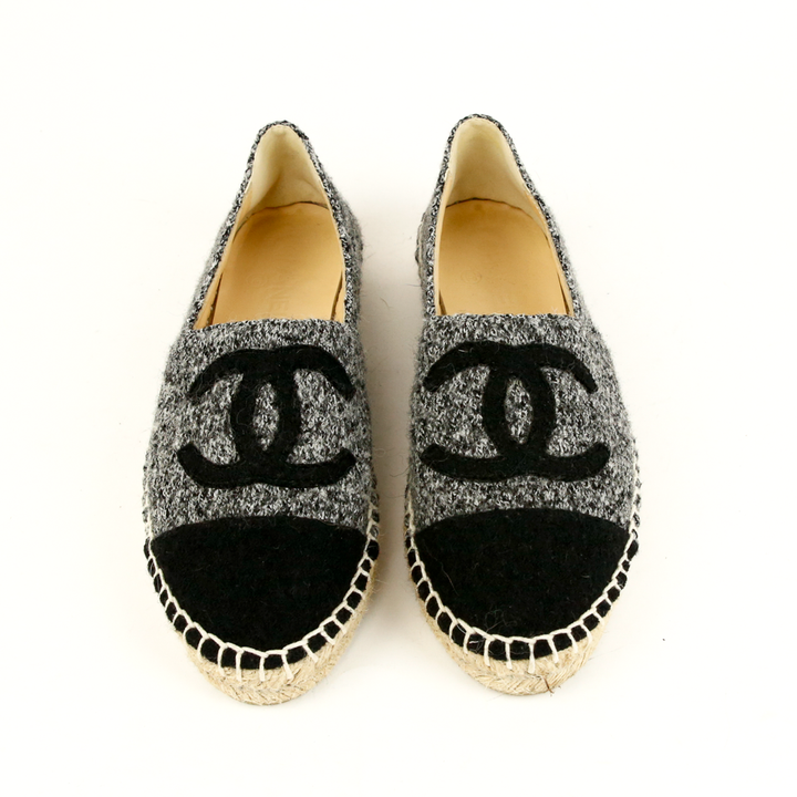 Chanel Gray Wool CC Espadrilles