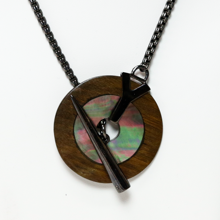 YSL Wood & Mother of Pearl Toggle Necklace