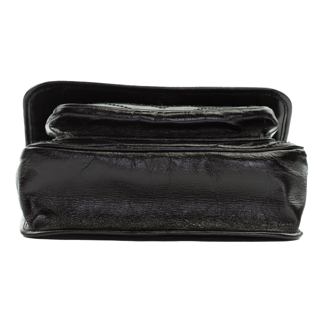 base view of Saint Laurent Niki Medium in Crinkled Vintage Black Leather