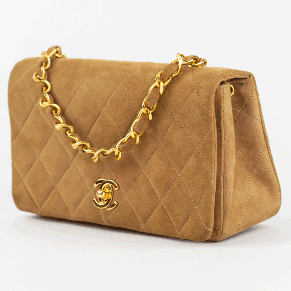 Soldvintage CHANEL Brown Suede Classic Tote Bag With Large CC 