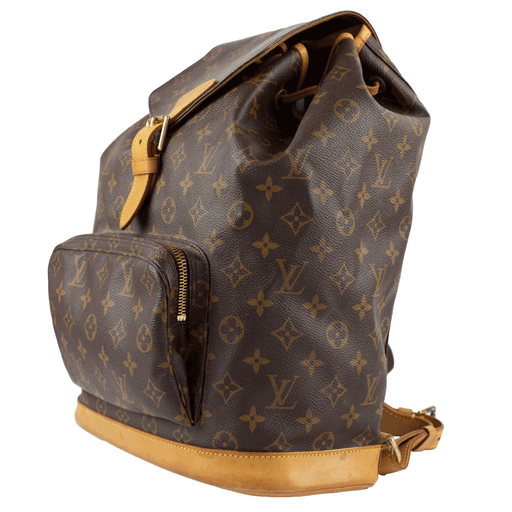 side view of Louis Vuitton Vintage Montsouris GM Coated Canvas Backpack