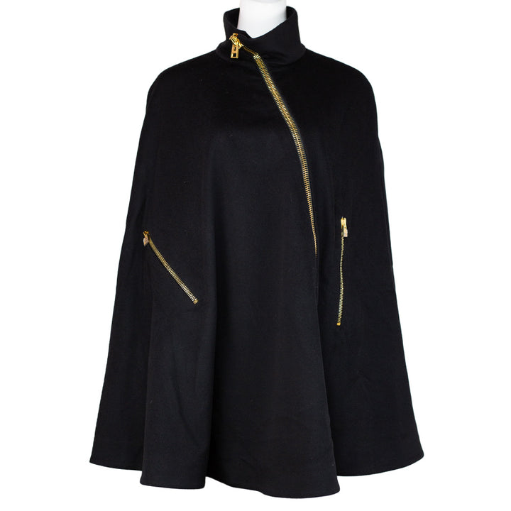 front view of Tom Ford Black Wool Poncho