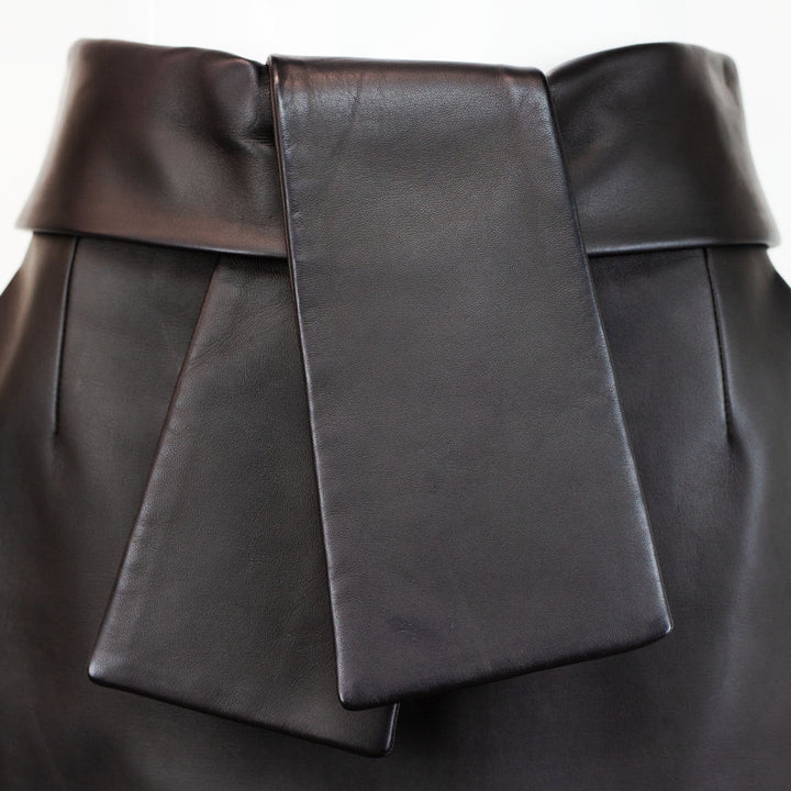 Balenciaga Black Leather Pencil Skirt