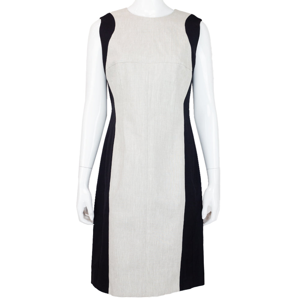 front view of Narciso Rodriguez Linen Blend Sheath Midi Dress