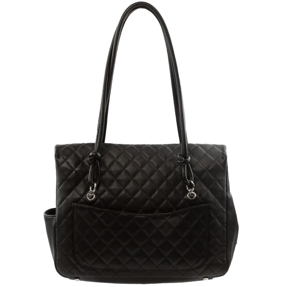 back view of Chanel Ligne Cambon Black Quilted Leather Flap Bag