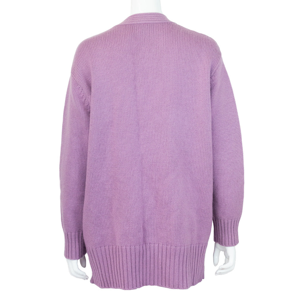 back view of Escada Lilac Wool & Cashmere Embroidered Cardigan