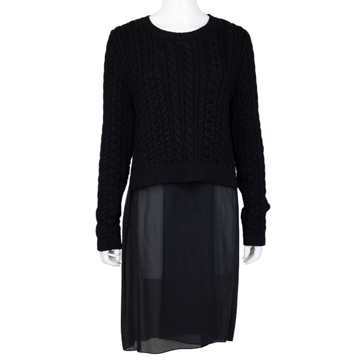 front view of Christian Dior Black Knit Sweater Layered Tunic Top