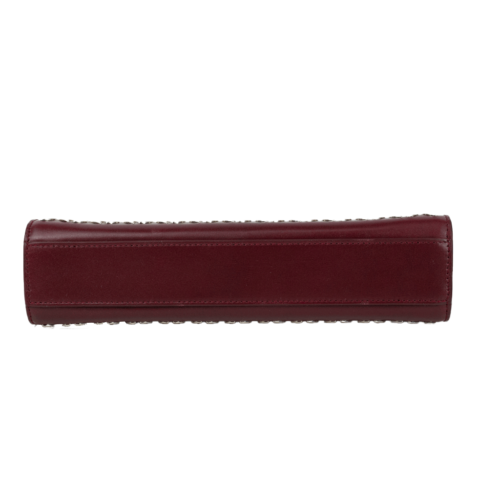 base view of Alaia Red Leather Studded Clutch