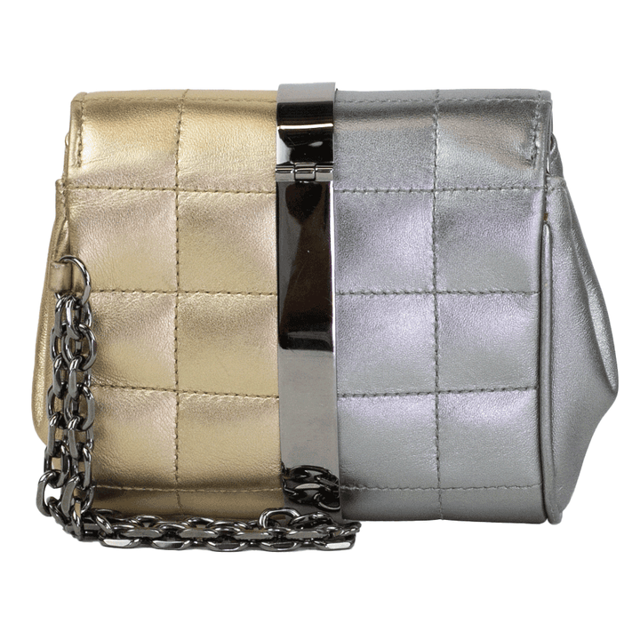 back view of Chanel 2 Tone Metallic Square Clutch