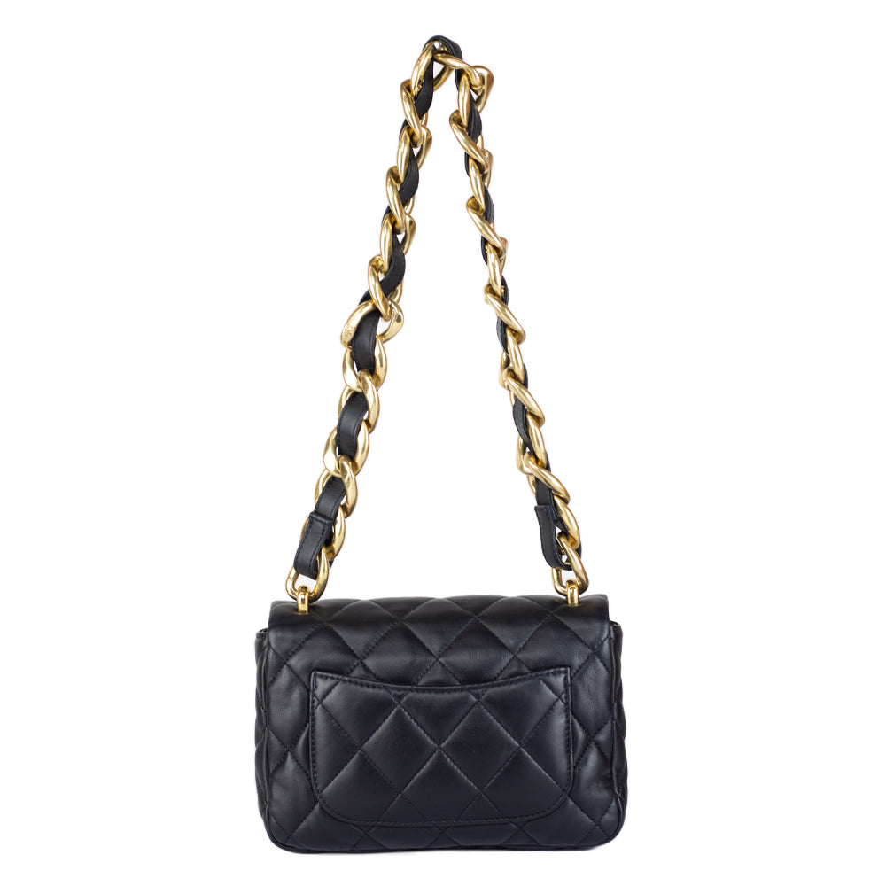 Chanel Funky Town Flap Bag CC Embossed Quilted Denim Medium Black 1907531