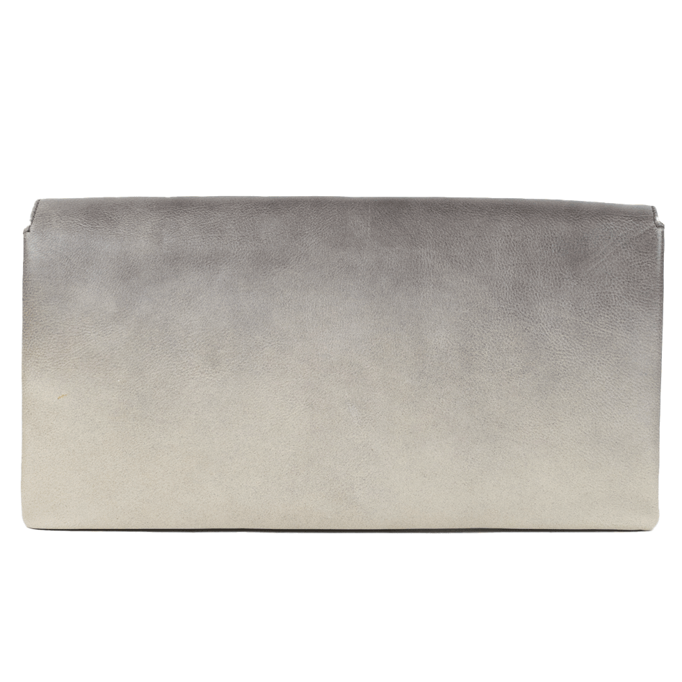 back view of Prada Gray Ombre Leather Pochette Clutch