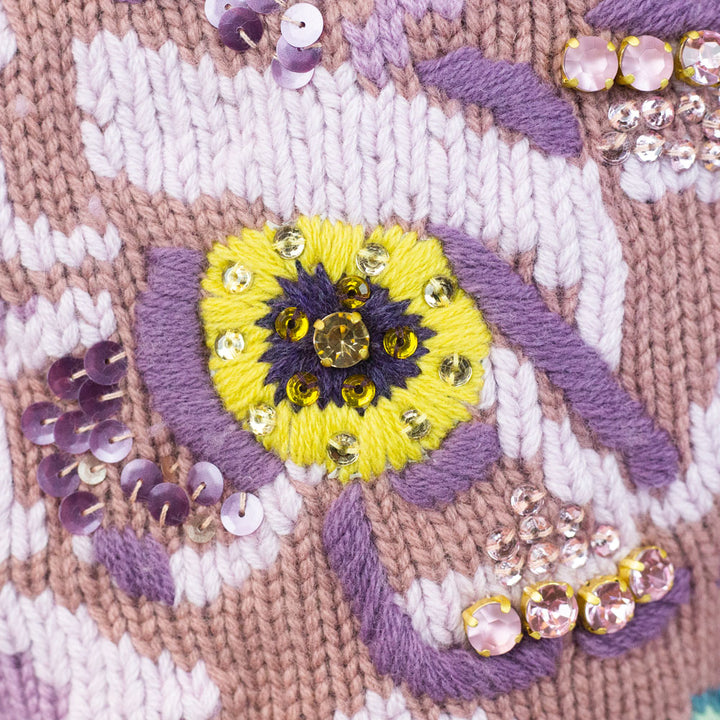 Escada Lilac Wool & Cashmere Embroidered Cardigan