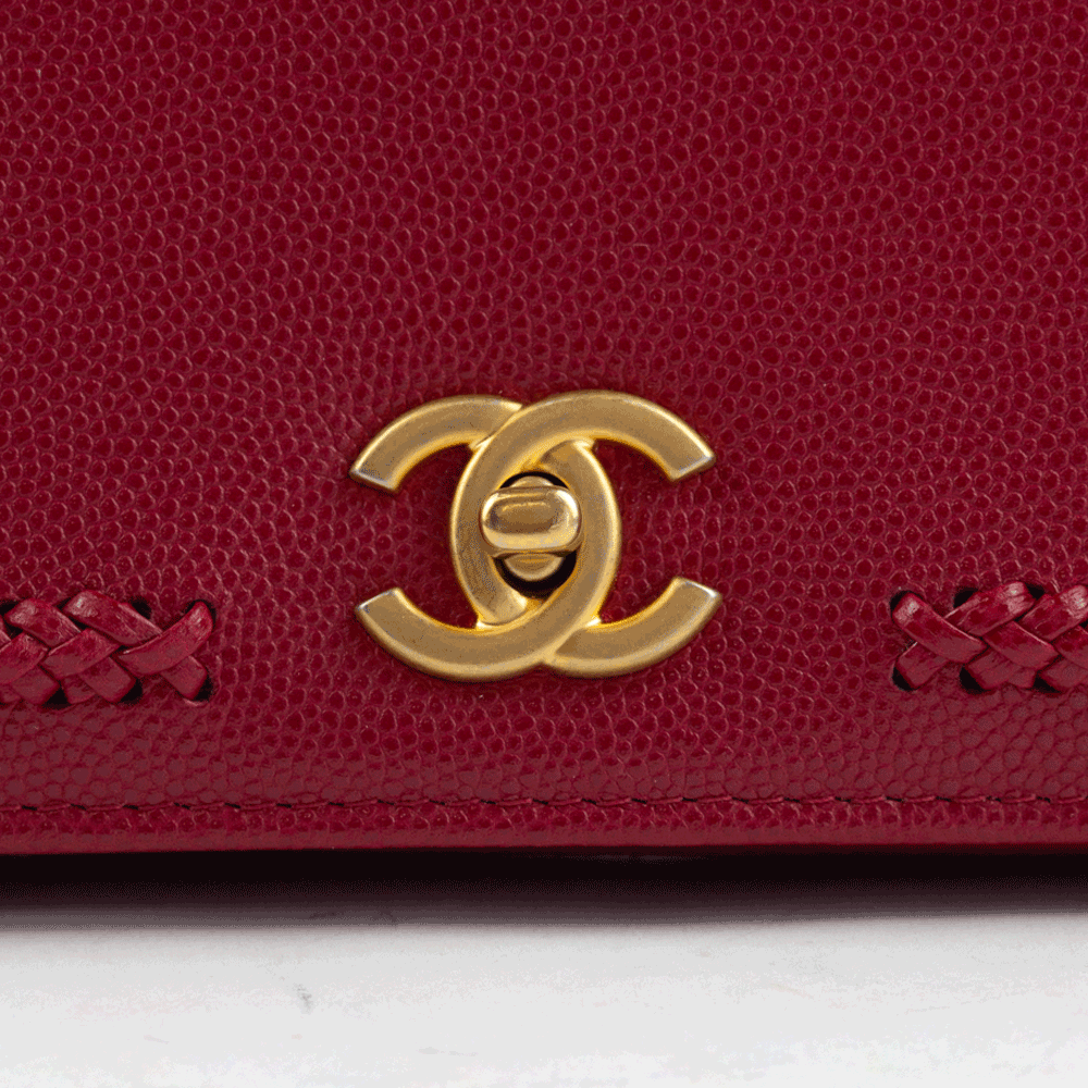 Chanel Berry Caviar Leather Wallet on Chain