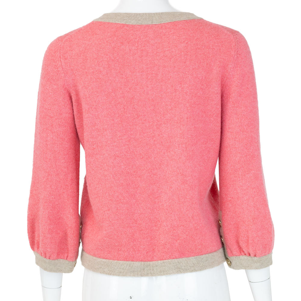back view of Chanel Pink & Beige Cashmere Cardigan