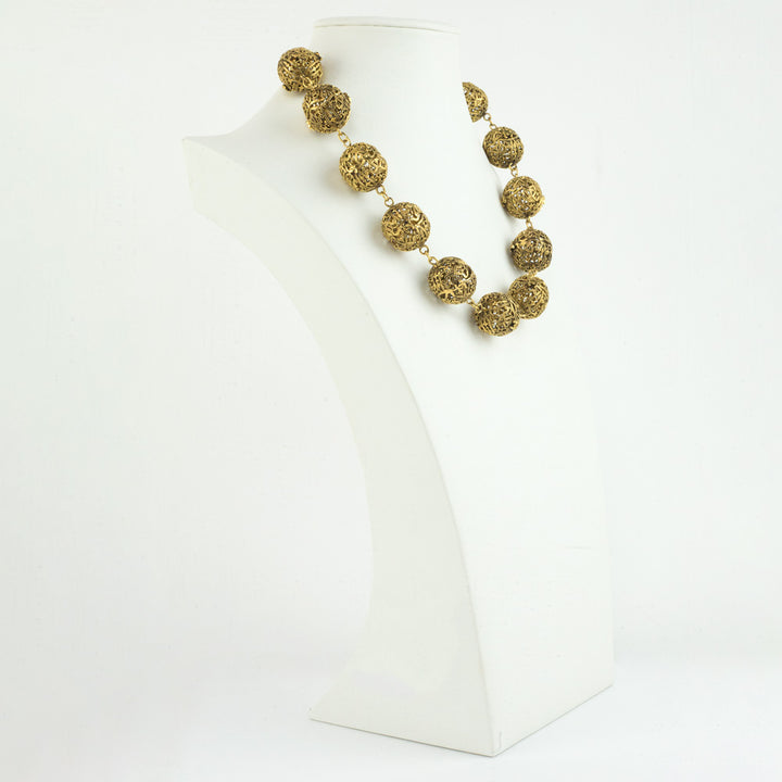 Chanel Vintage Gold Filigree Ball Necklace