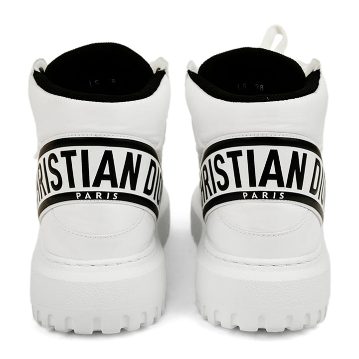 Christian Dior White D-Player Nylon & Patent Leather High Top Sneakers