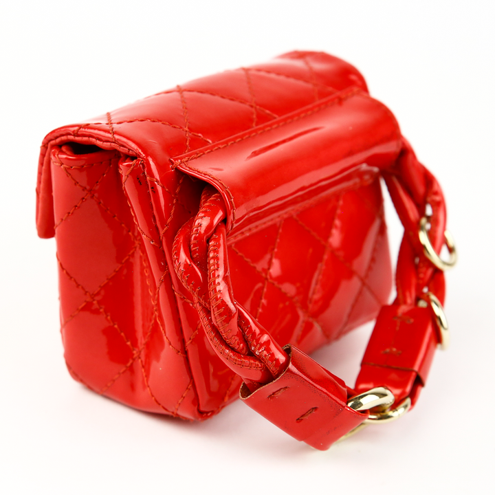 Chanel Red Quilted Patent Leather 2.55 Mini Ankle/Wrist Bag
