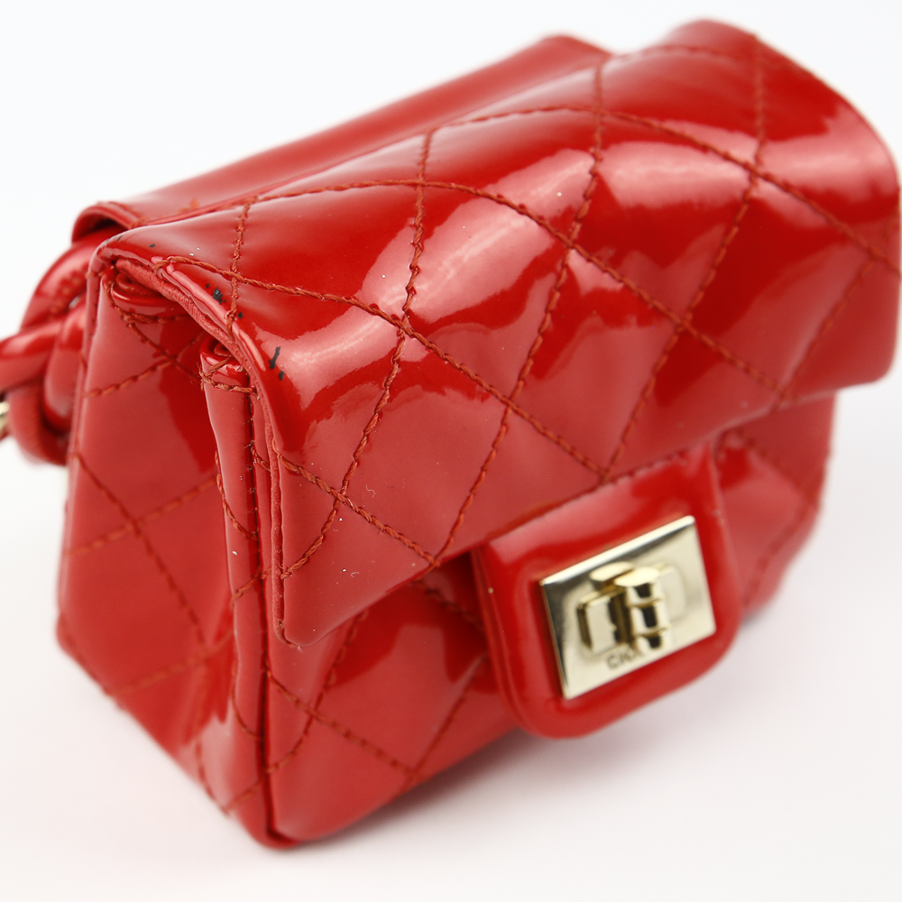 Chanel Red Quilted Patent Leather 2.55 Mini Ankle/Wrist Bag