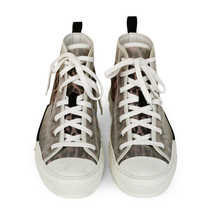 Christian Dior Gray Leopard Print B23 High Top Sneakers