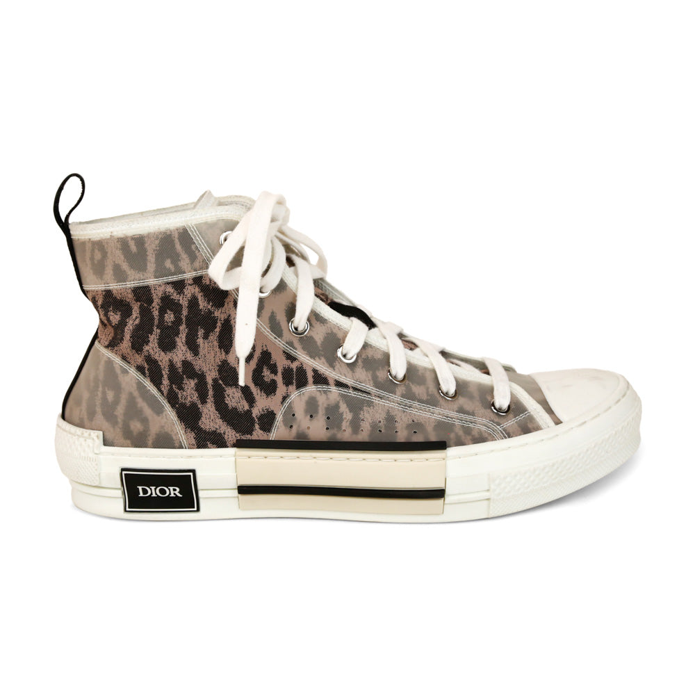 Christian Dior Gray Leopard Print B23 High Top Sneakers