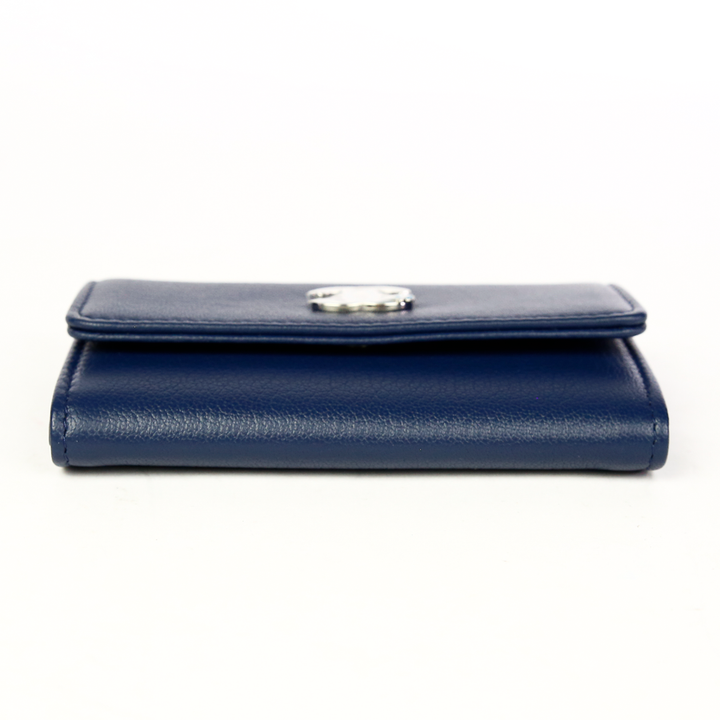 Base view of Chanel Navy Leather Lucky Clover Card Case