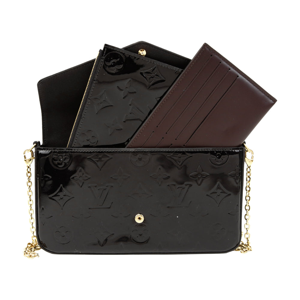Louis Vuitton POCHETTE FELICIE, Amarante Monogram Vernis Leather