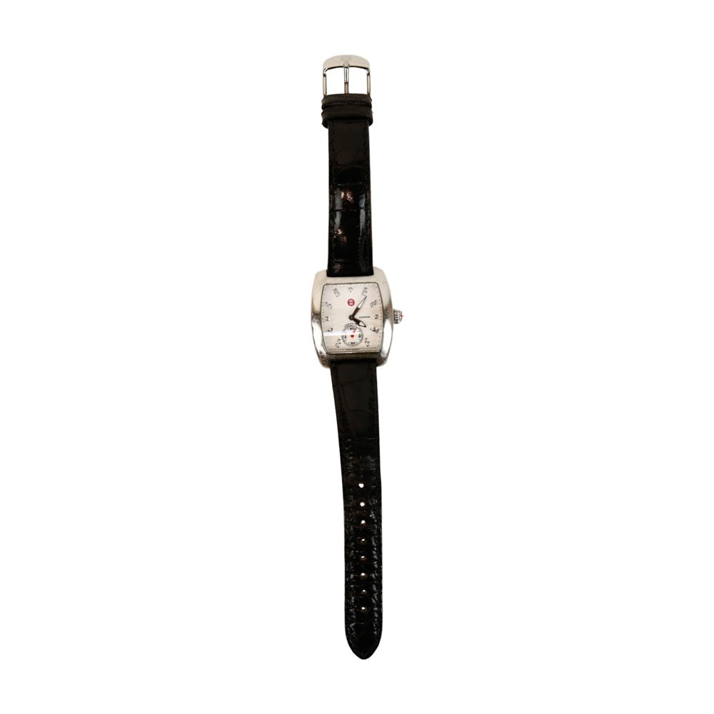 Michelle Black Leather & Stainless Steel Urban Mini Watch