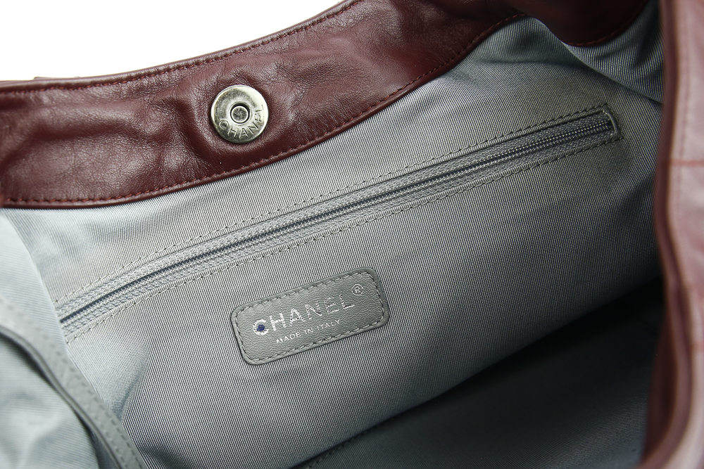 Chanel Coco Pleats Burgundy Leather Hobo Bag