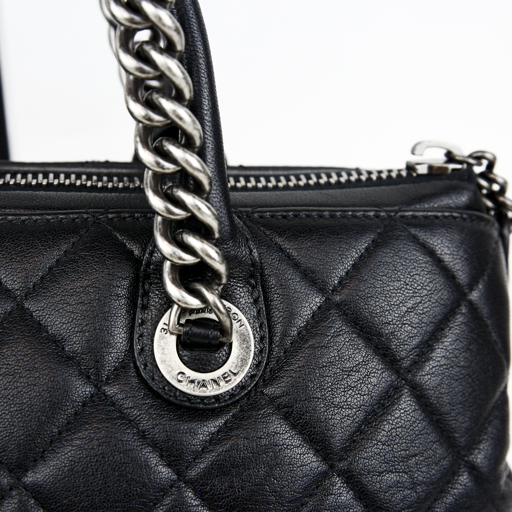 Chanel Boy Chained Medium Black Quilted Tote Bag