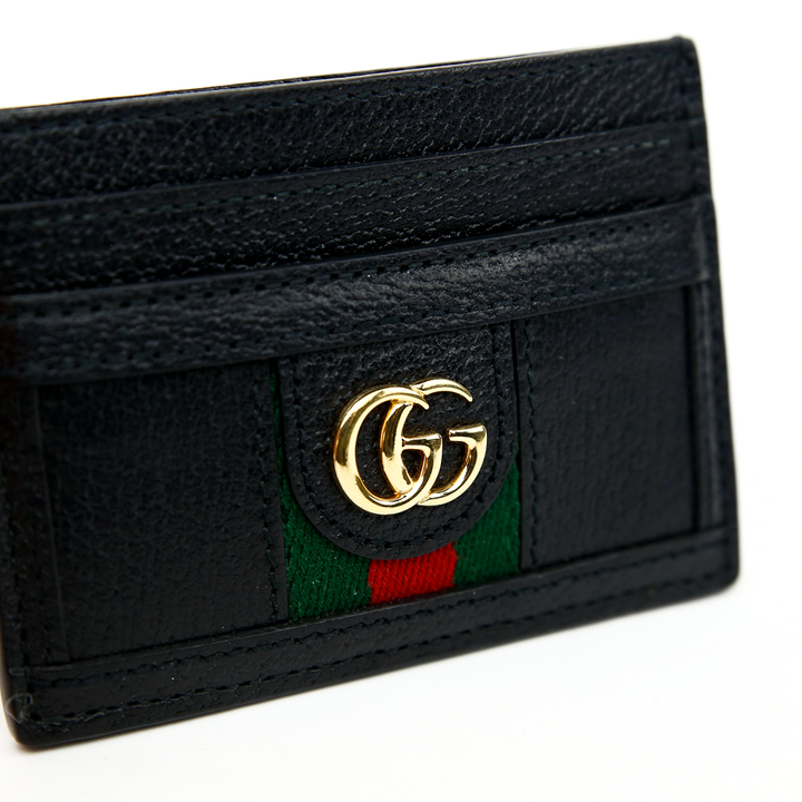 front view of Gucci Black Leather Ophidia Card Case