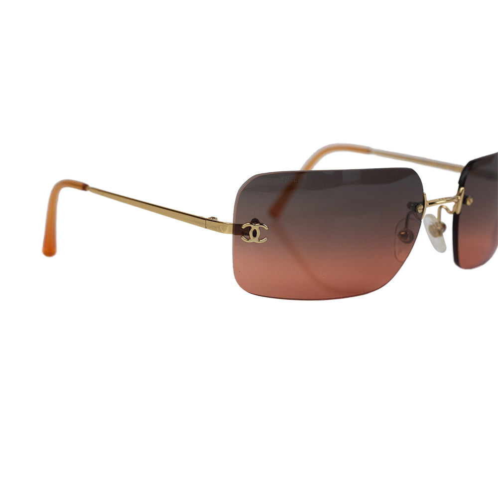 Chanel Rimless Orange Gradient CC Sunglasses