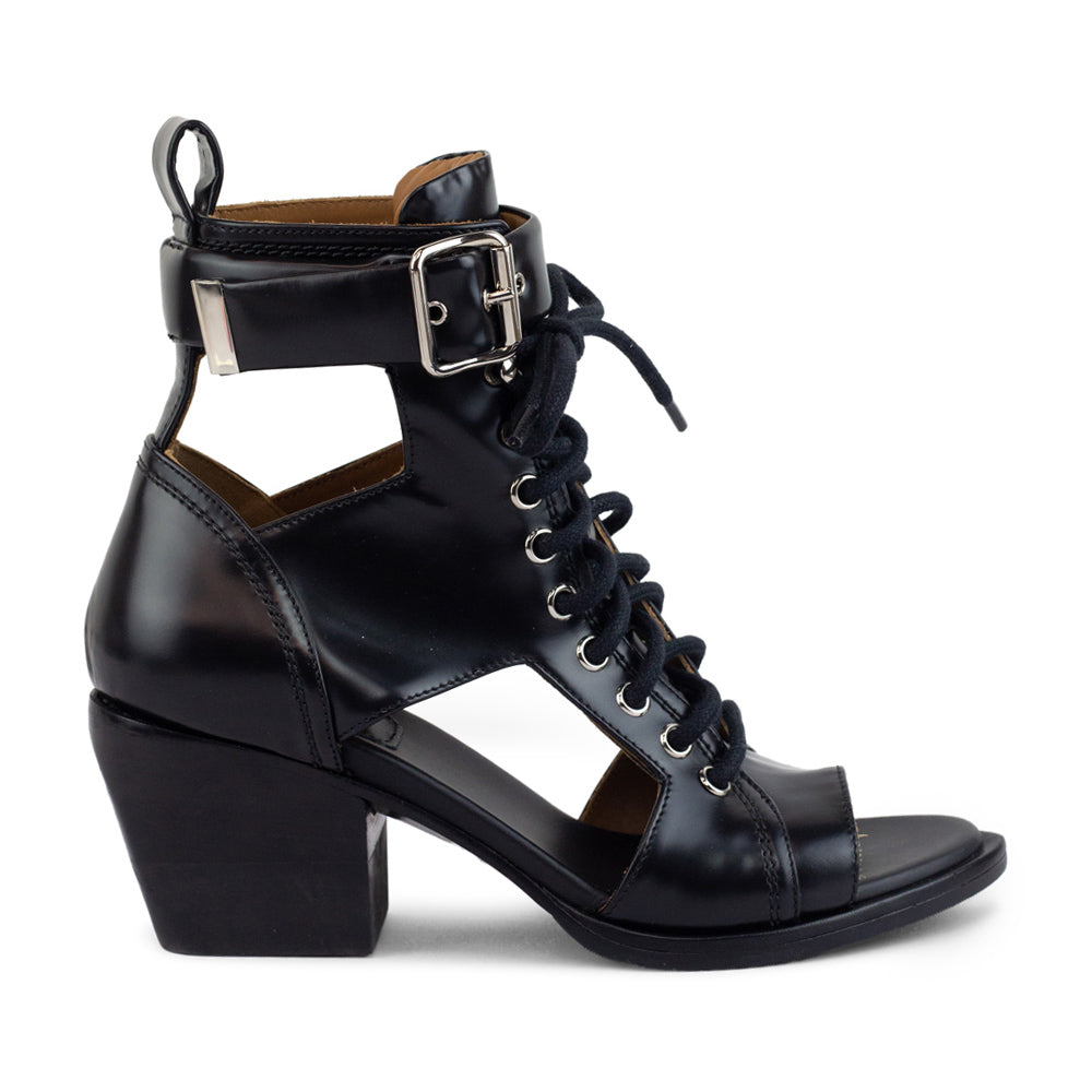 Chloe Rylee Black Leather Cutout Ankle Boots
