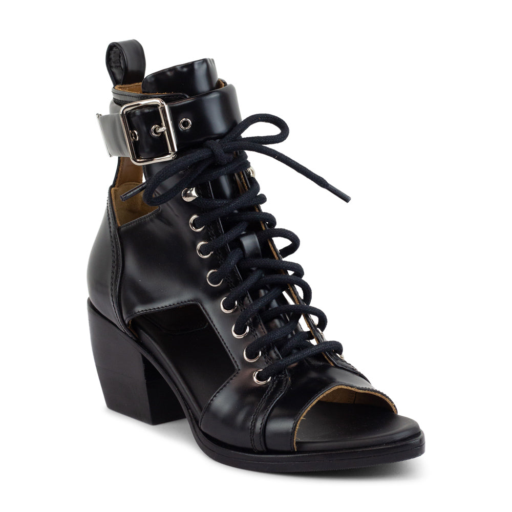 Chloe Rylee Black Leather Cutout Ankle Boots