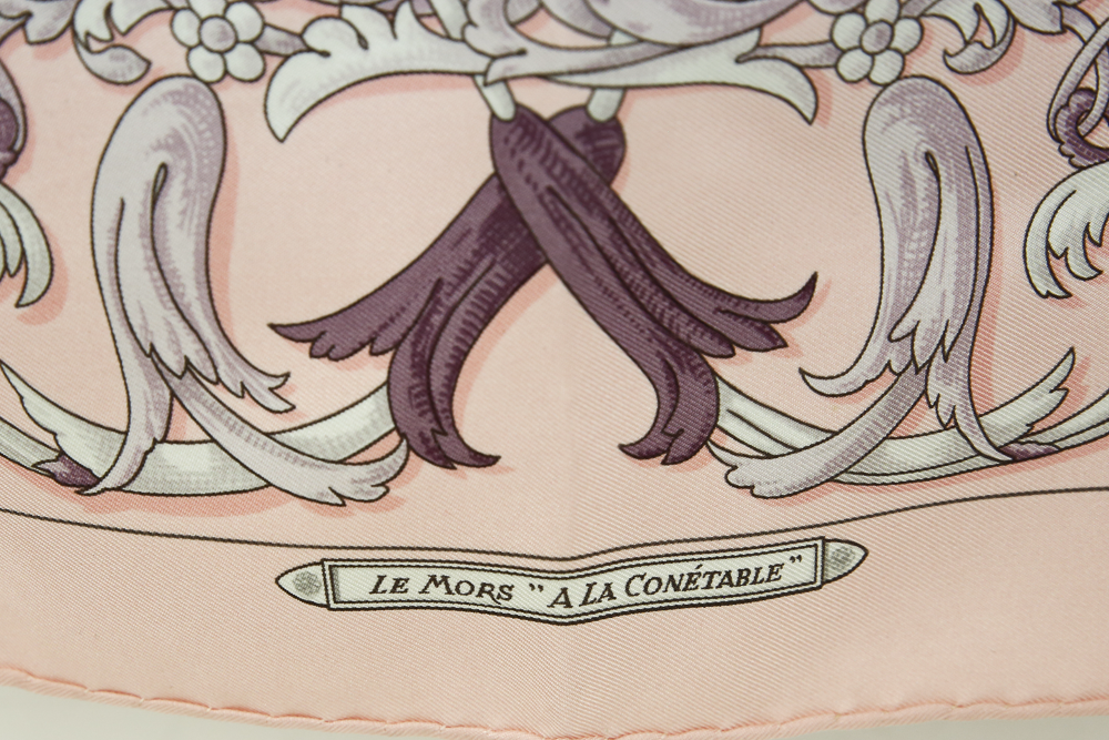 Hermès Pink Le Mors "A La Conetable" Silk Twill Pocket Scarf