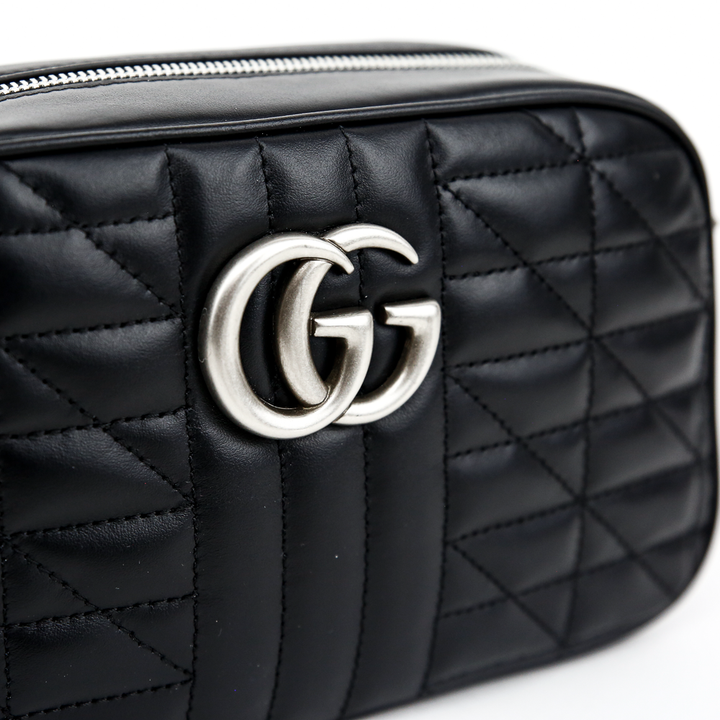 Gucci Black GG Aria Marmont Leather Crossbody Bag